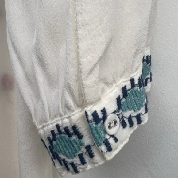 Johnny Was BIYA Top, Size XS, White Tunic, 100% Silk, Embroidered - Picture 11 of 13